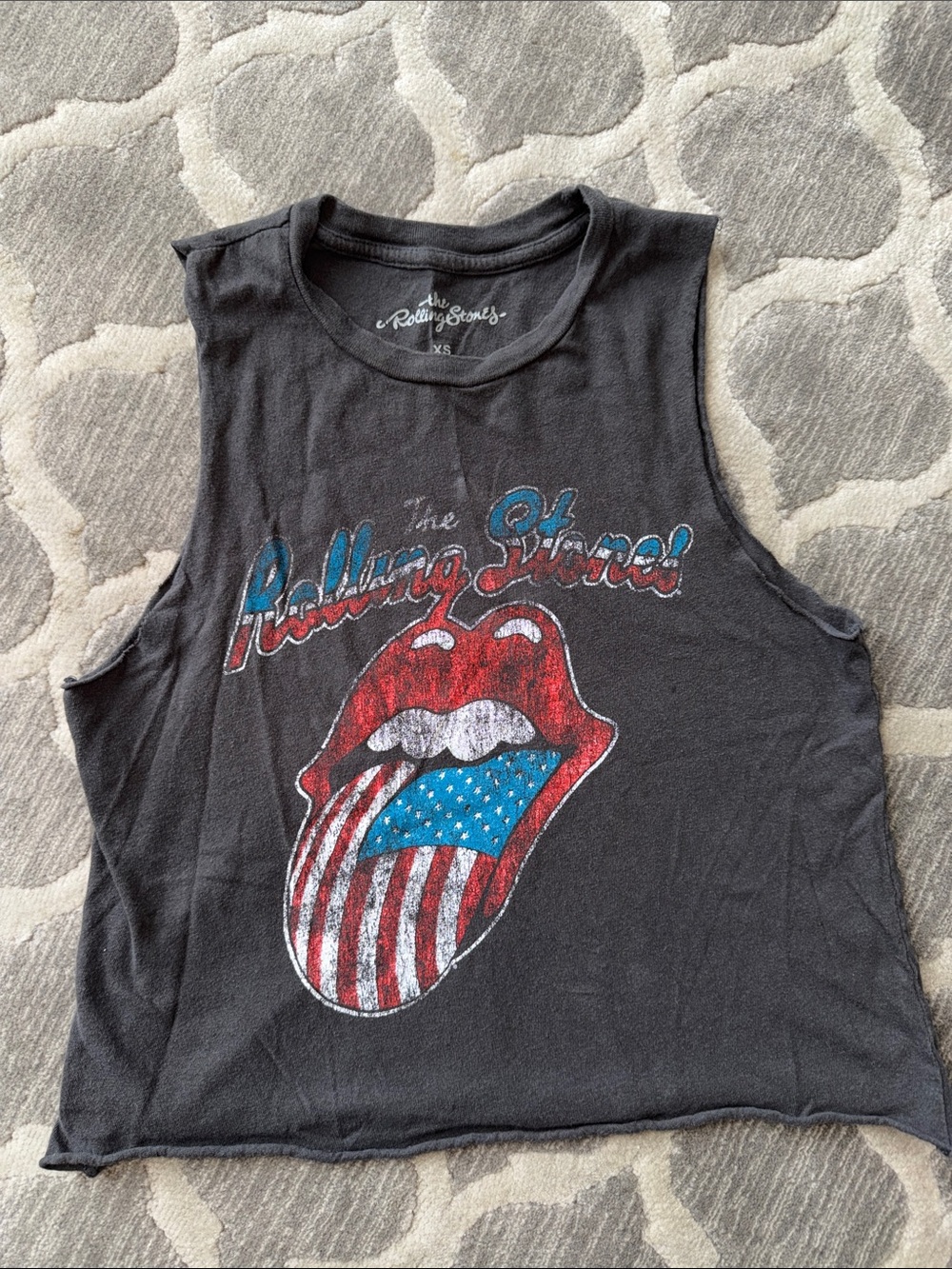 the Rolling Stones Black Kids Tank with American Tongue Graphic